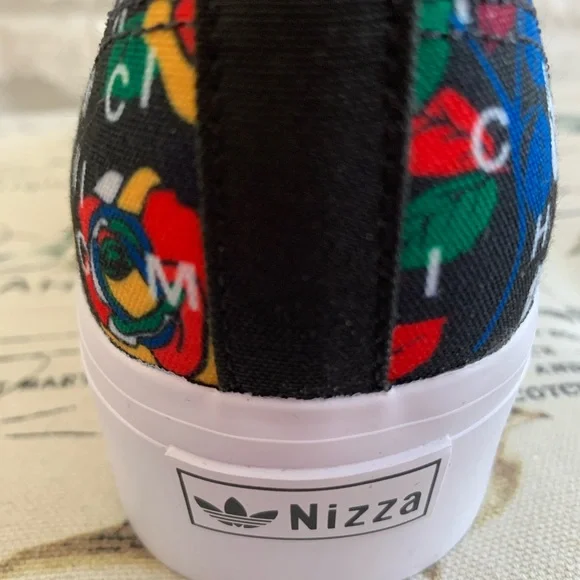 NEW Adidas Nizza High-Top Sneakers: Black, MultiColor Print, Logo9.5 - Picture 7 of 9